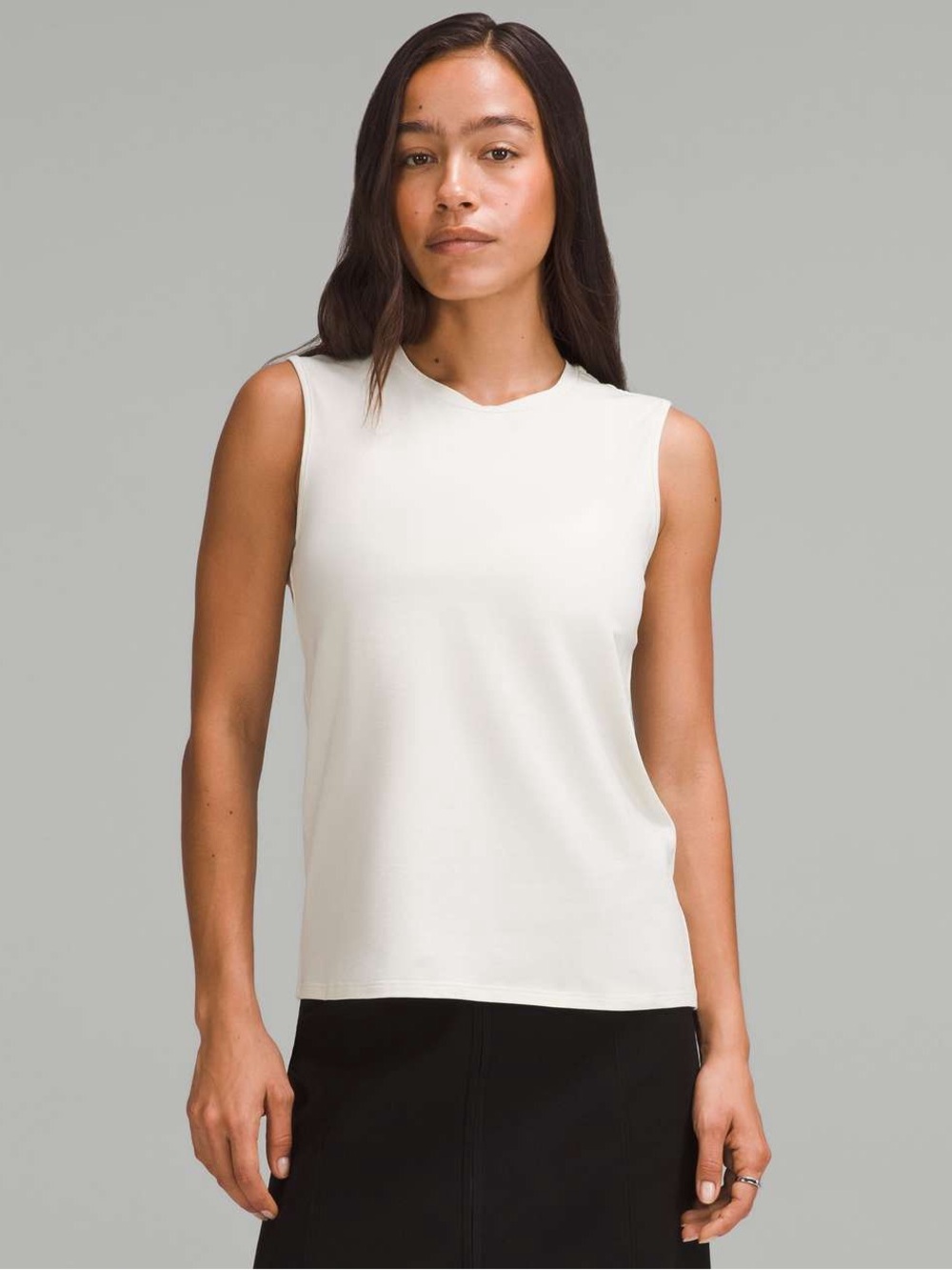 Lululemon Organic Cotton Crewneck Tank Top - Bone White Sleeveless Tee